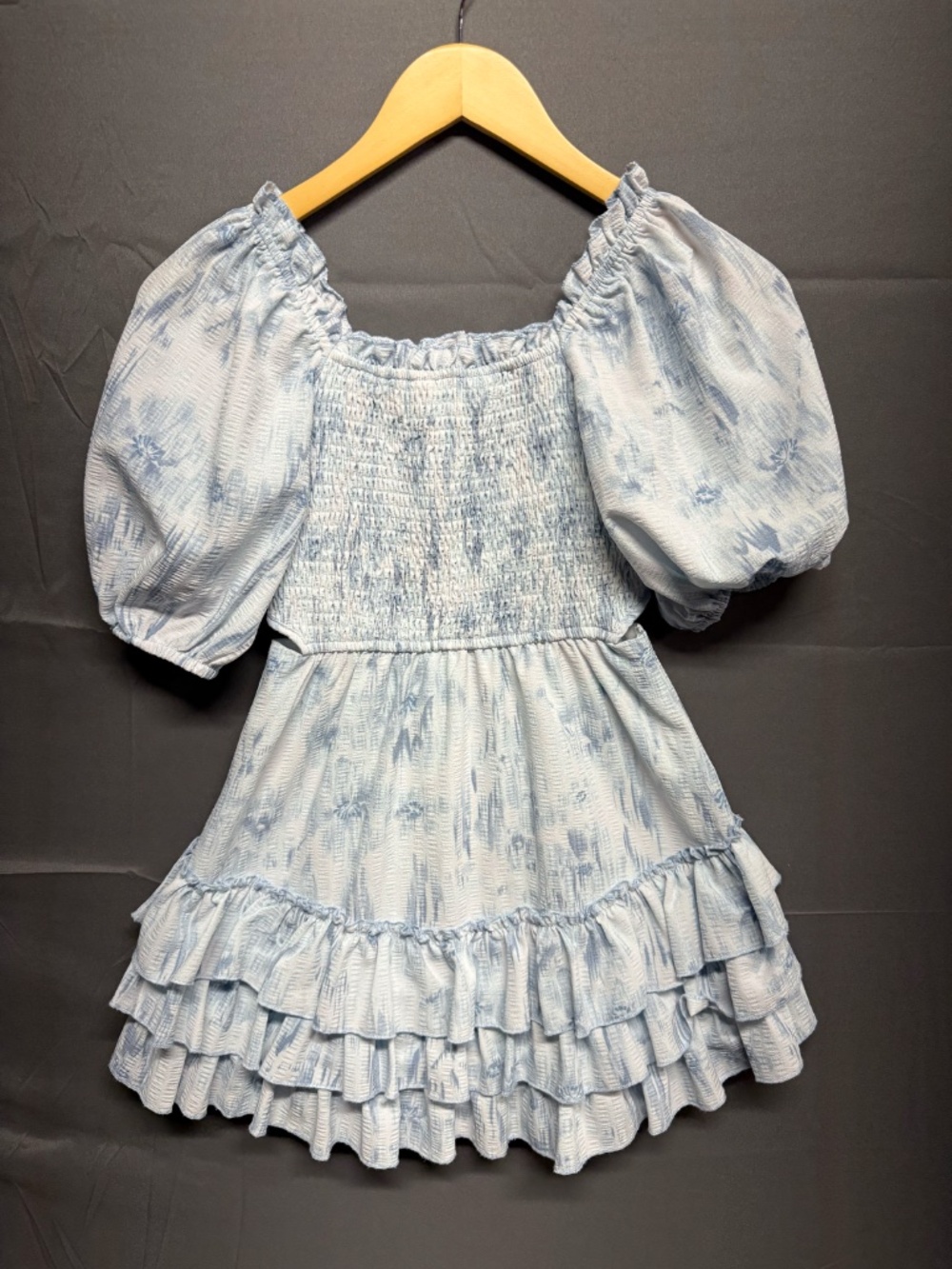 Truly Me by Sara Sara | Girls Blue Tie Dye Boho Smocked Dress - Sz 8